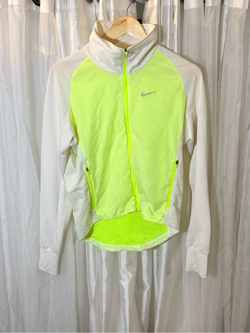 Nike Neon Yellow and White Women's Full-Zip Utility Jacket